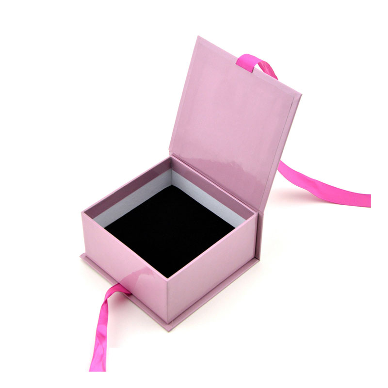 Eco Friendly Fancy Custom Ring Paper Gift Packaging Necklace Magnetic Jewellery Box With Silk Ribbon
