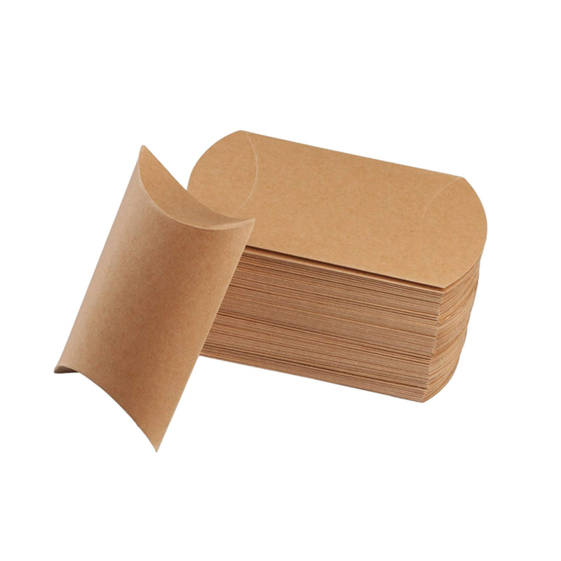Gift Paper Box Recyclable Eco-friendly Brown Kraft Paper Pillow Box