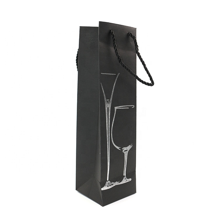 Custom Wine Bag With Handle, Single Bottle Paper Wine Bag For Christmas, Party, Shopping