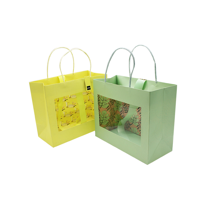 Gift Paper Bag With Clear Window And Handles