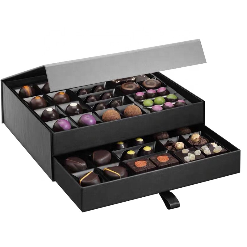 Luxury Chocolate Packaging Box 2 Layer Book Shape Drawer Rigid Magnetic Chocolate Gift Box Hot Sale Products