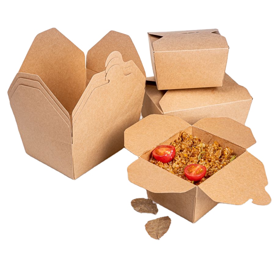 Paper Lunch Box, Foldable Kraft Popcorn Paper Box Packaging