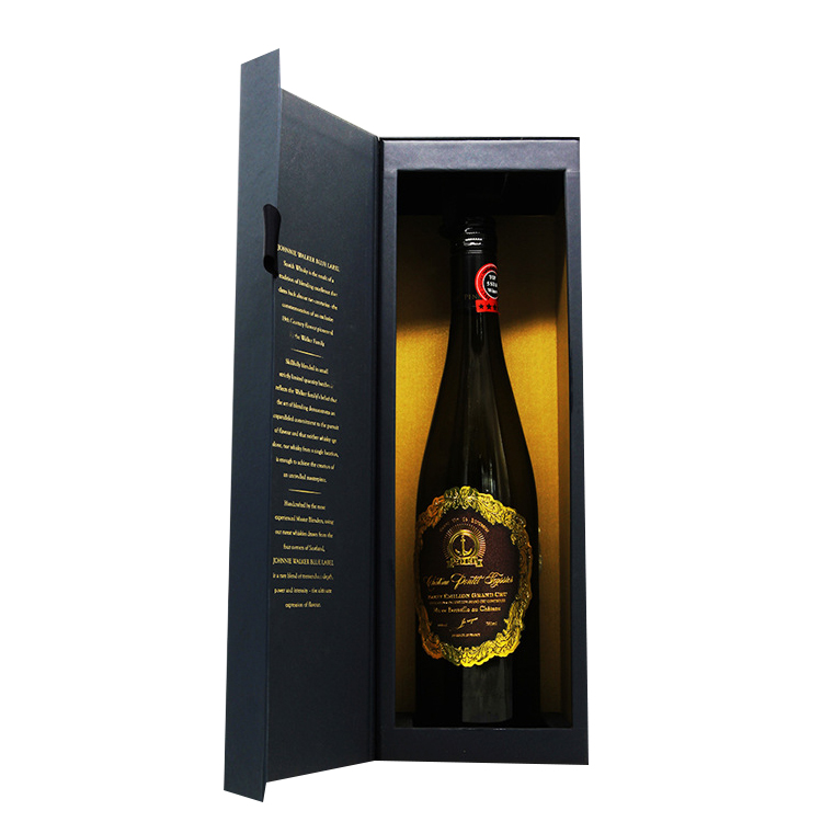 Logo Luxury Rigid Paper Cardboard Packaging Whisky Wine Champagne Bottle Glass Gift Box